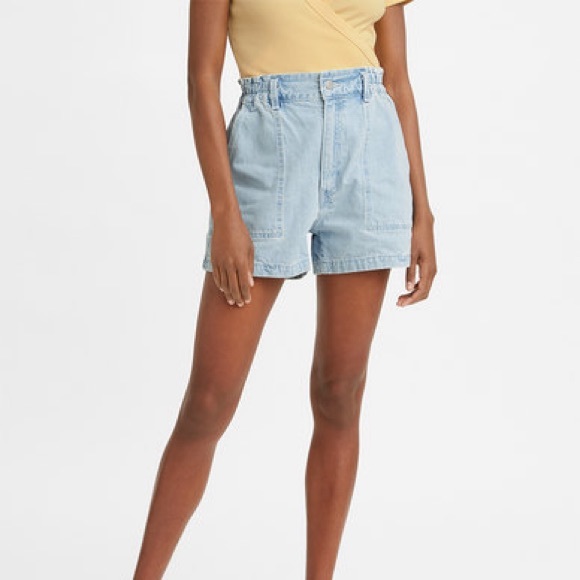 Levi's Pants - Levi’s High Rise A-Line Light Wash Paperbag Waist Shorts Blue Size 28